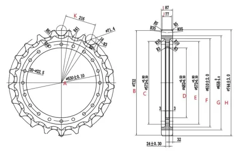  Ведущая звездочка для экскаватора Hitachi EX300 